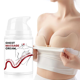 SKSOYT Breast Enhancement Cream bottle closeup shows gentle daily-care formula for smoother skin.