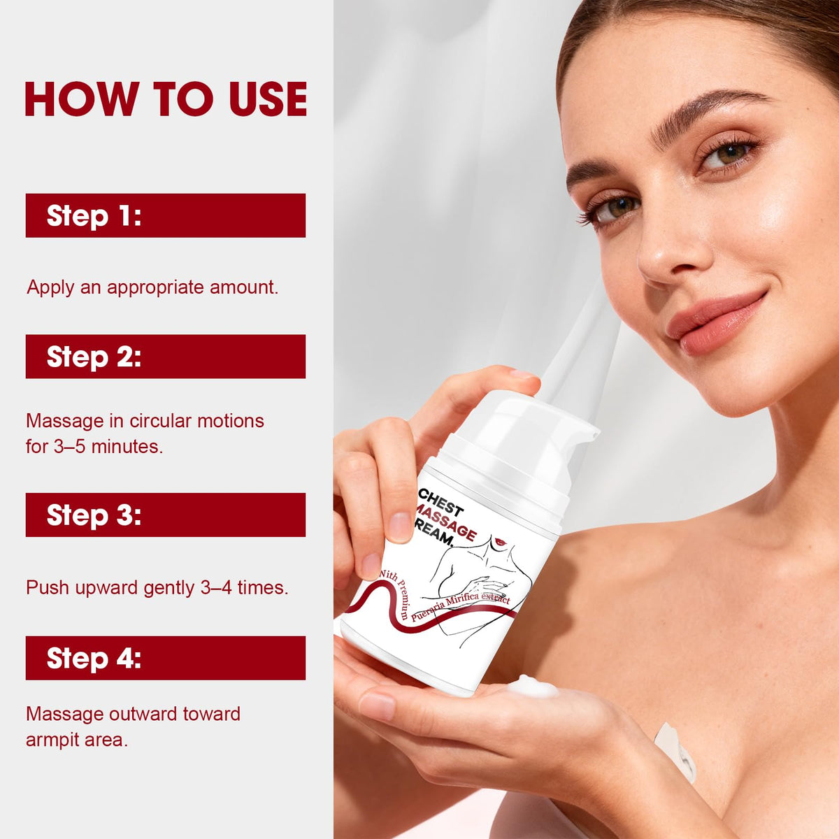 SKSOYT Breast Enhancement Cream bottle stand demonstrates accessible daily skincare routine.