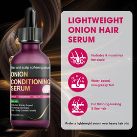 SKSOYT Onion Hair Growth Serum being applied to the scalp during routine.