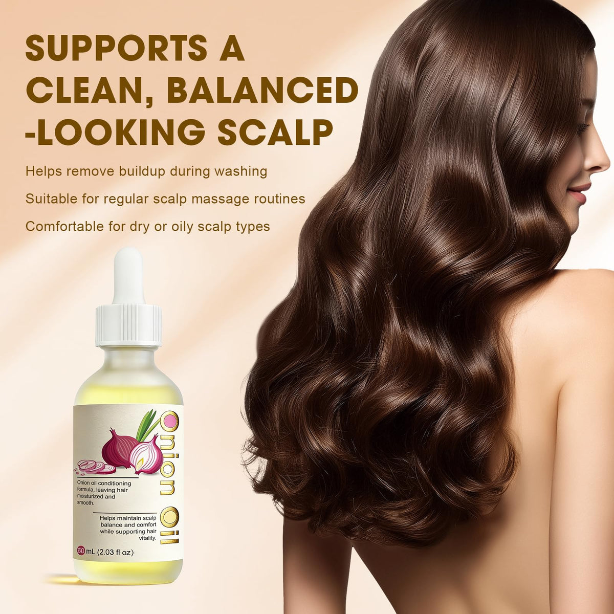 SKSOYT Onion Oil ingredients blend emphasizes onion, coconut and almond oils for conditioning.
