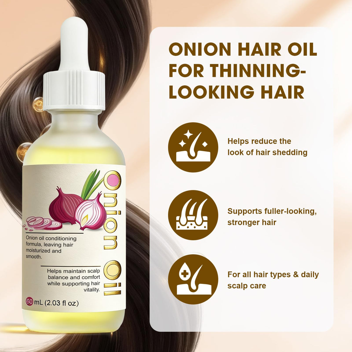 SKSOYT Onion Oil pour spout enabling easy, mess-free scalp application.