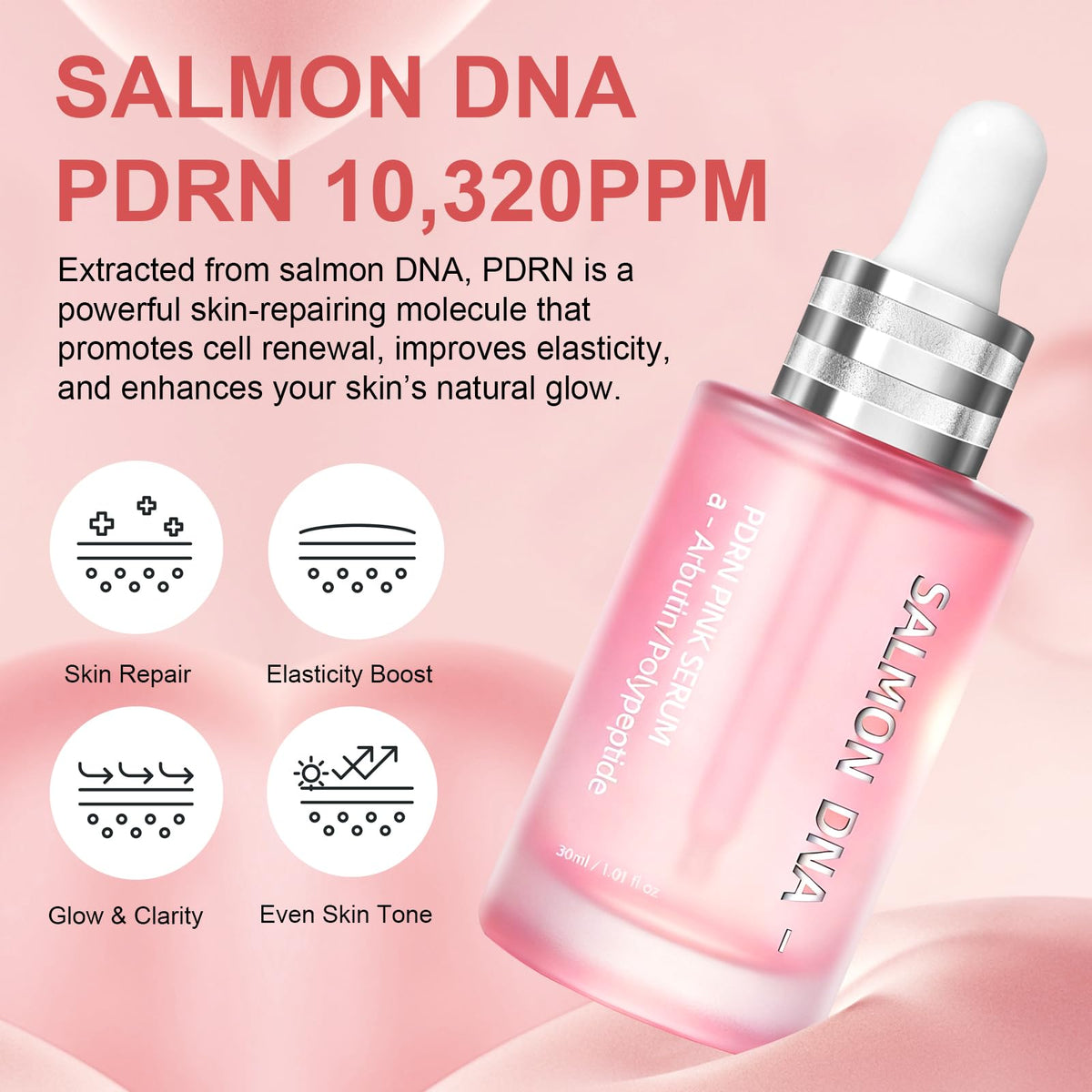 SKSOYT Pink Peptide 12 PDRN serum texture close-up for non-greasy hydration.