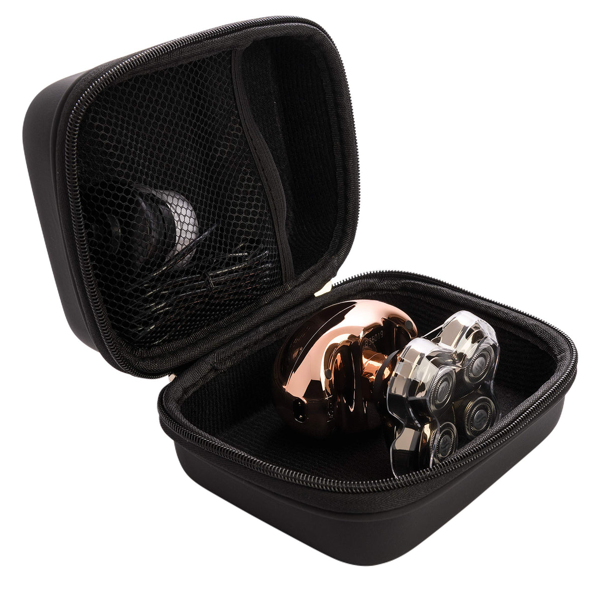 Skull Shaver Butterfly Kiss travel case black side pocket view highlights organized space for accessories.