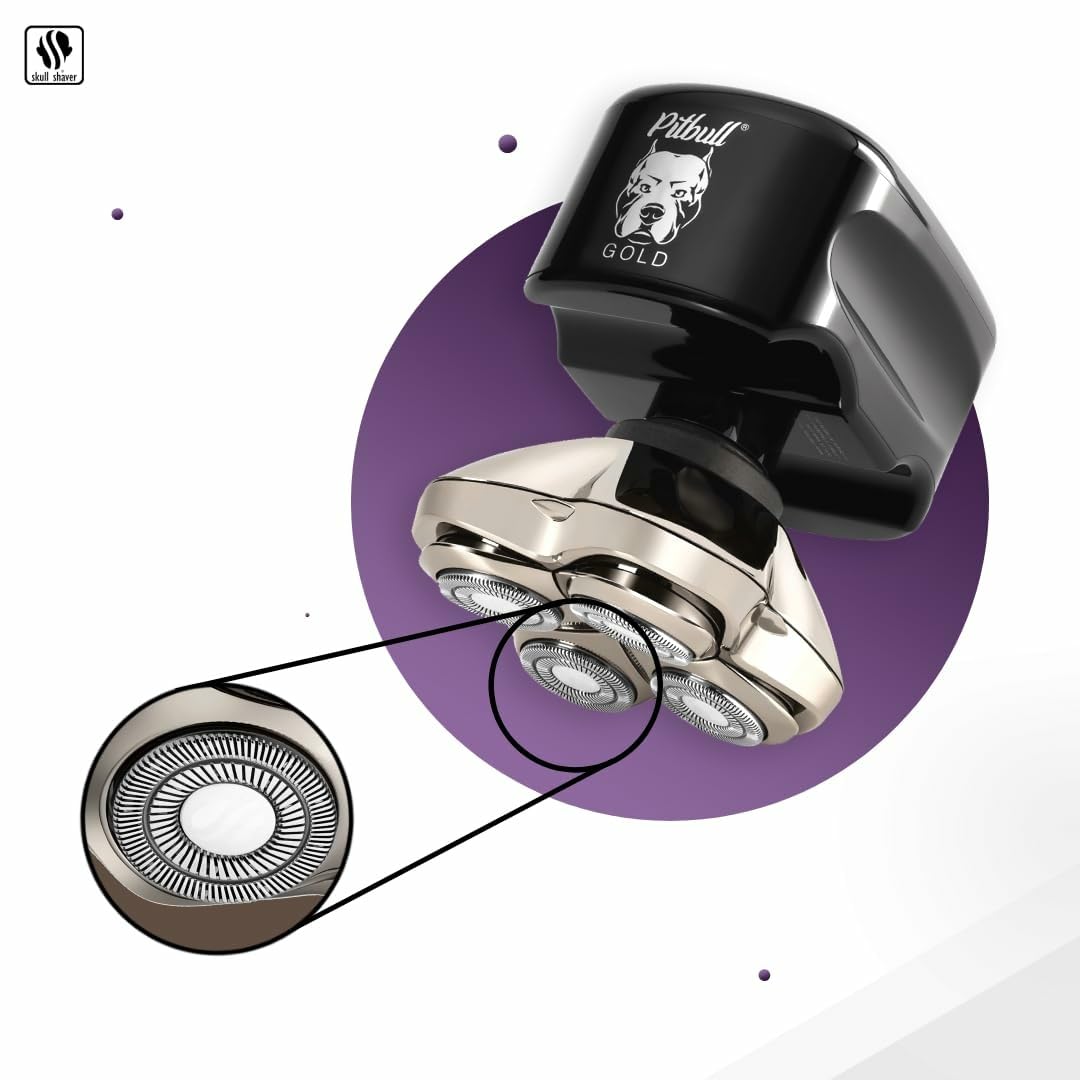 Skull Shaver Pitbull Gold PRO LED display for easy power tracking.