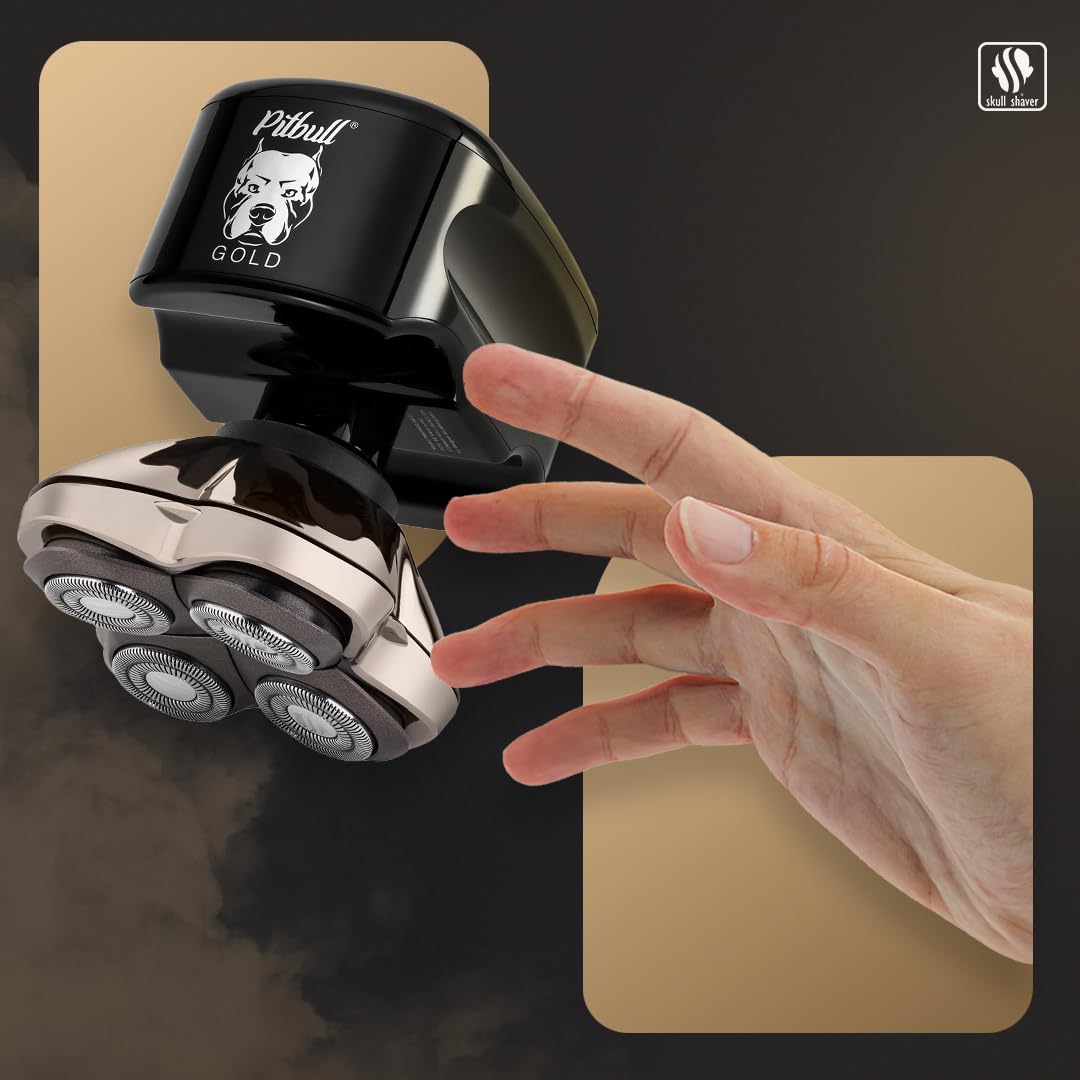 Skull Shaver Pitbull Gold PRO travel pouch keeps your kit organized.