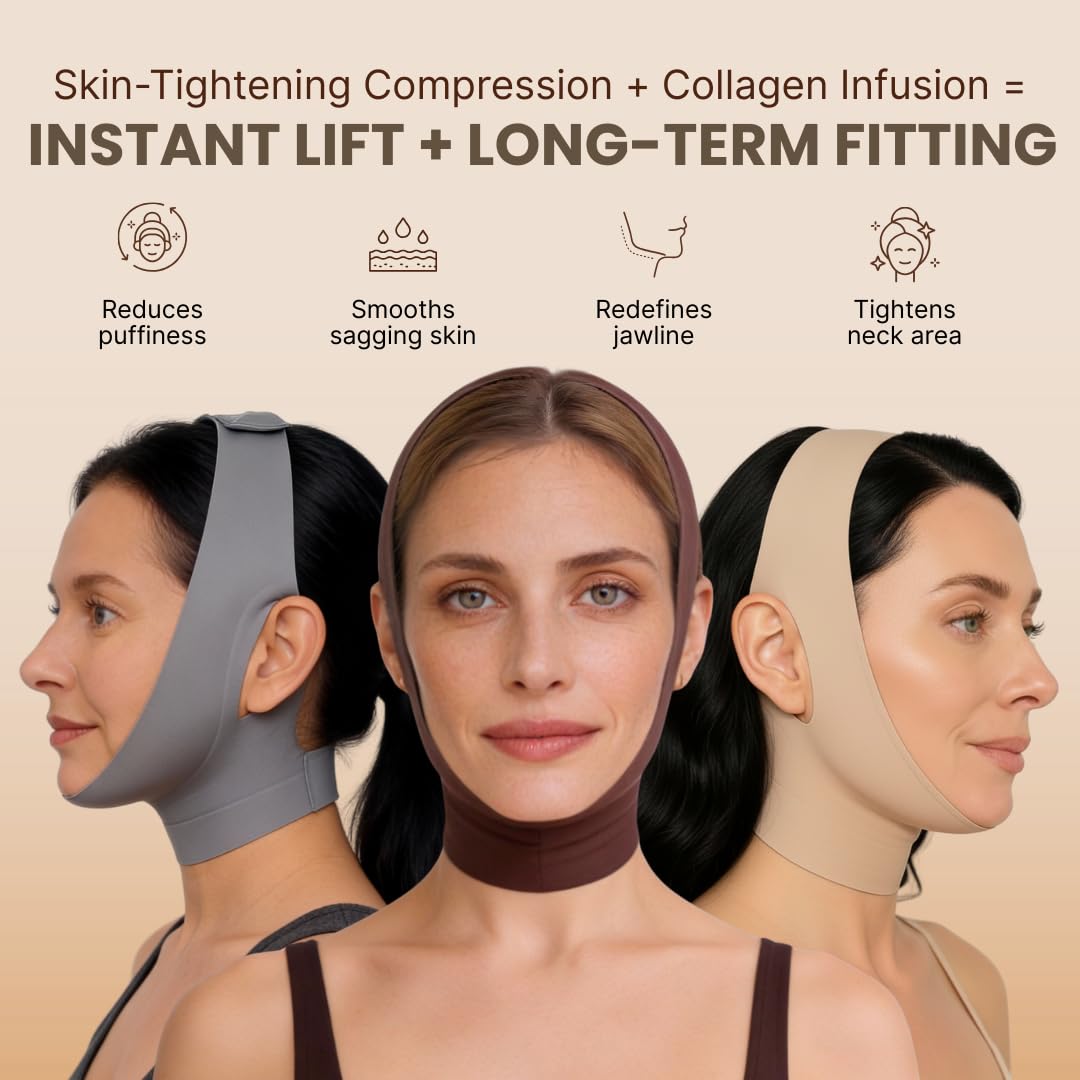 SKULT Collagen Face Sculpt Wrap jawline-focused styling for defined contours