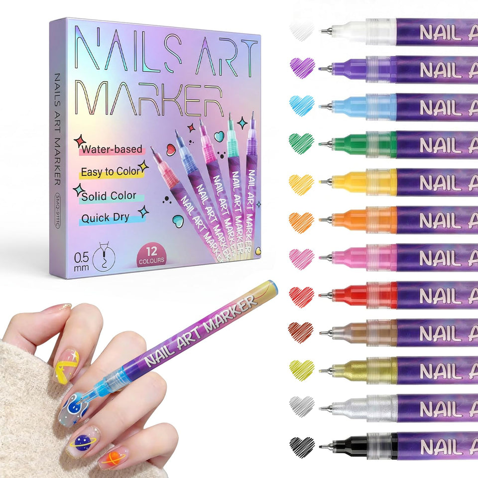 SKUPHI nail art pen close-up, 0.5mm tip for precise detailing