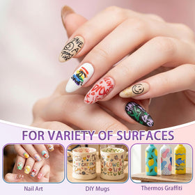 SKUPHI 12-color nail art pens display for vibrant DIY designs