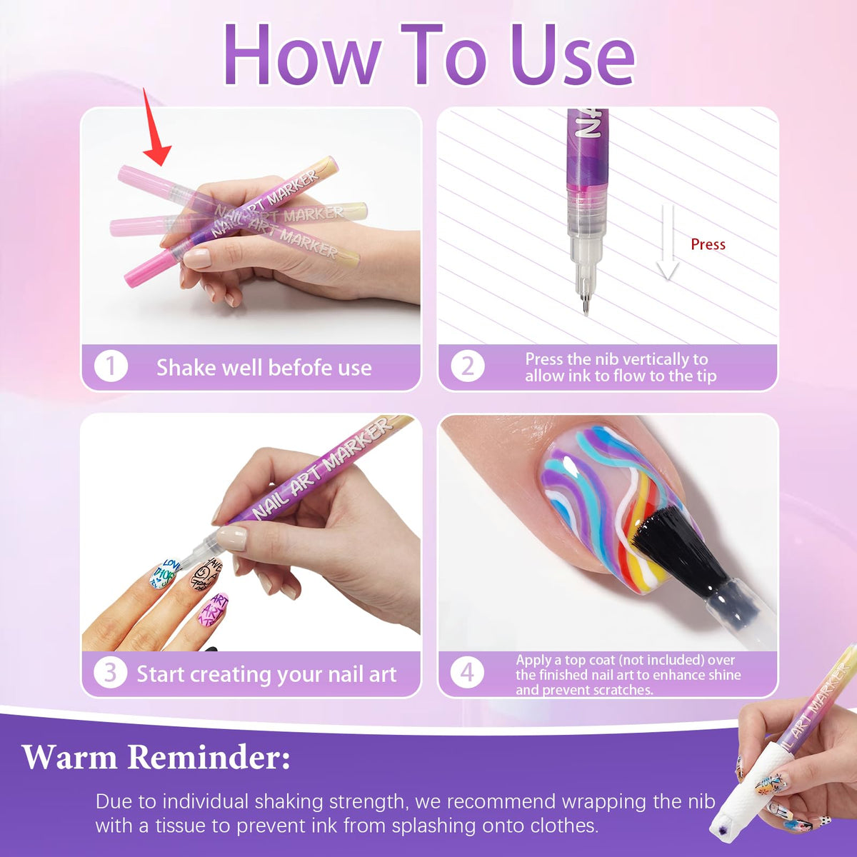 SKUPHI easy-to-use pens with shake-and-press nib for smooth drawing
