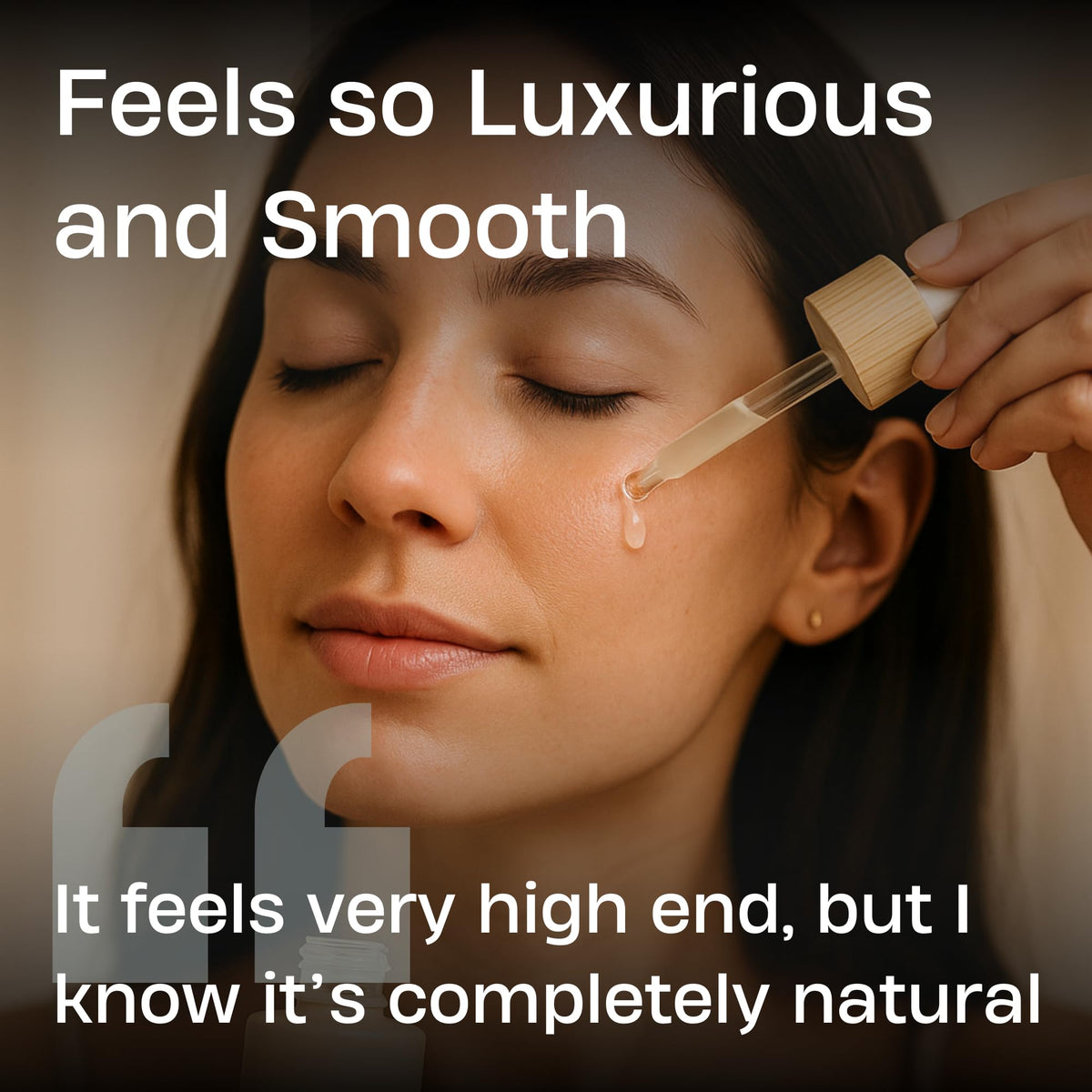 Sky & Sol serum glossy texture closeup emphasizes fast absorption without greasiness