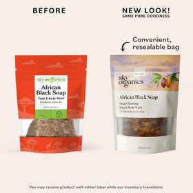 Sky Organics African Black Soap Bar lathers into a rich foam for refreshed skin.