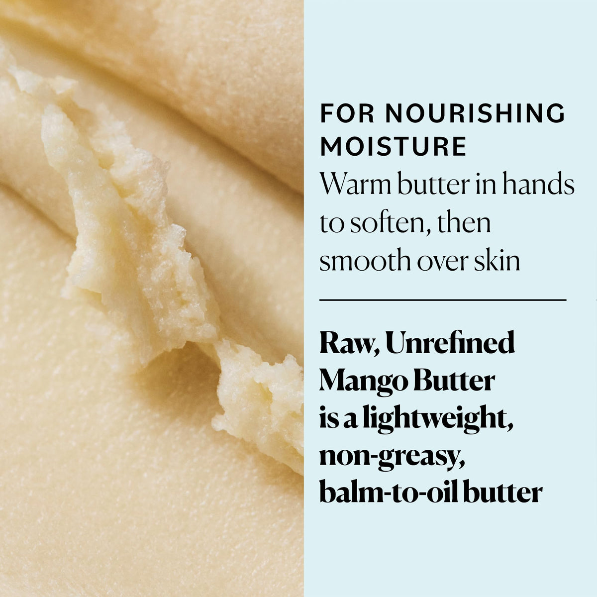 Close-up of Sky Organics Mango Butter solid texture melting on skin