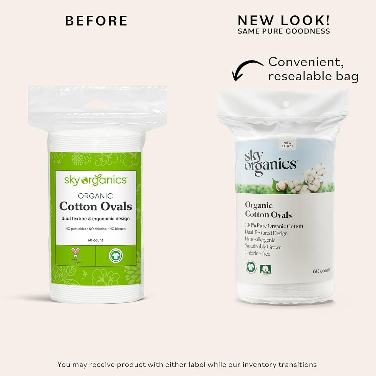Sky Organics large pads showing dual texture sides for makeup removal and cleansing