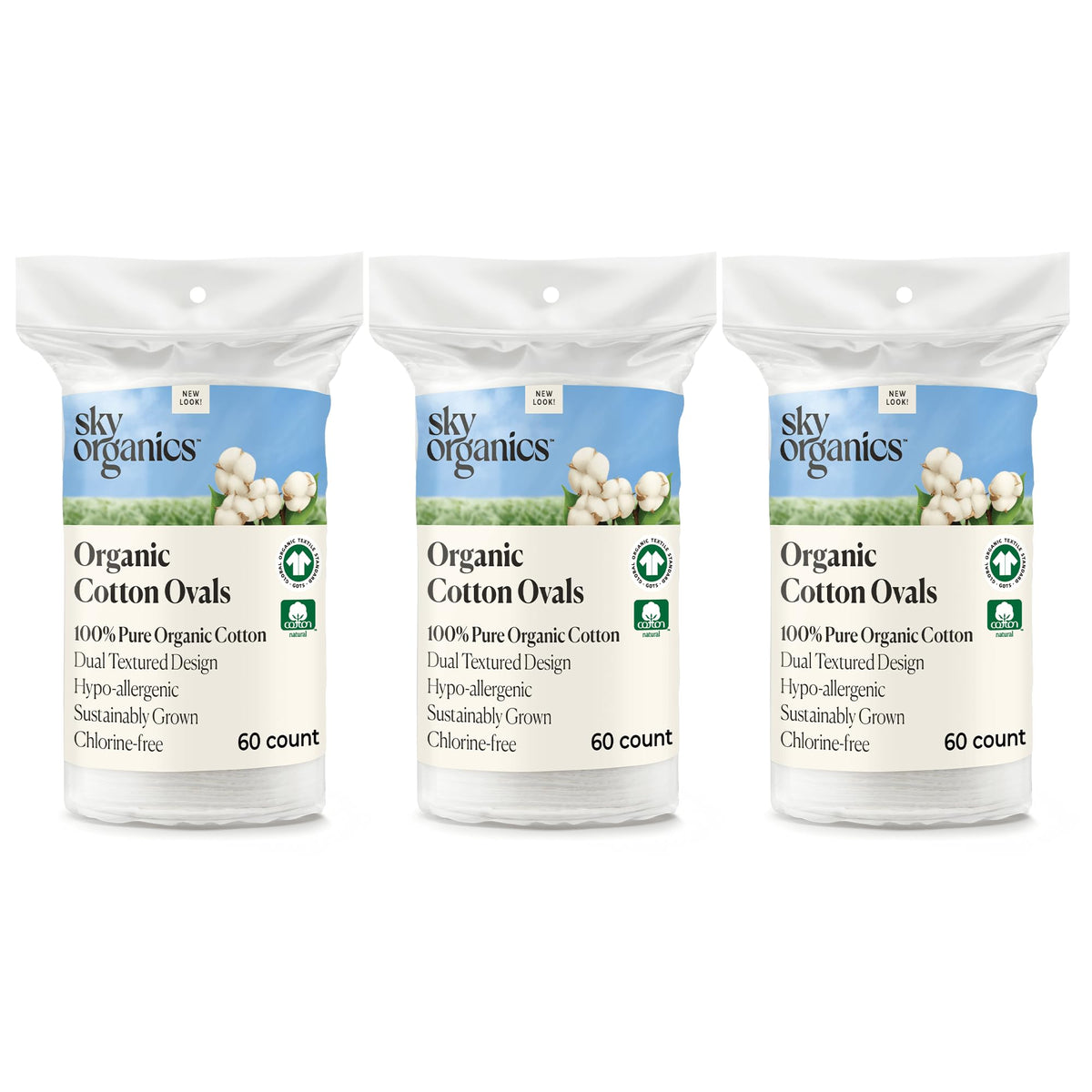Sky Organics Organic Cotton Large Pads for makeup removal with a soft surface