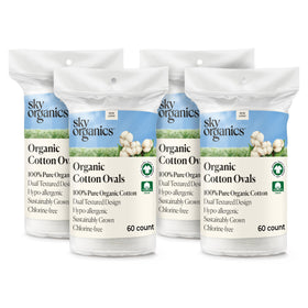 Sky Organics organic cotton pads with a smooth side for gentle toner application.