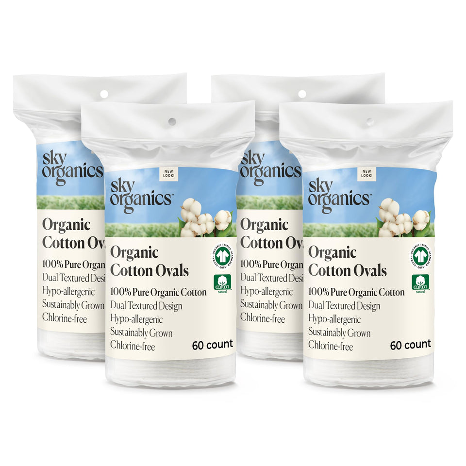 Sky Organics organic cotton pads with a smooth side for gentle toner application.
