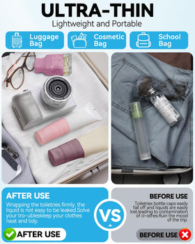 Elastic sleeves install easily and grip bottles securely to prevent leaks
