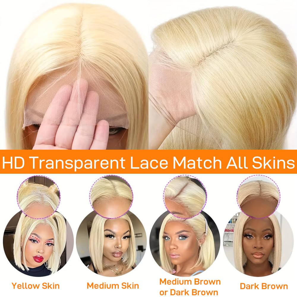 SKYDO 613 Blonde Bob Wig cap construction with adjustable straps for comfortable fit.