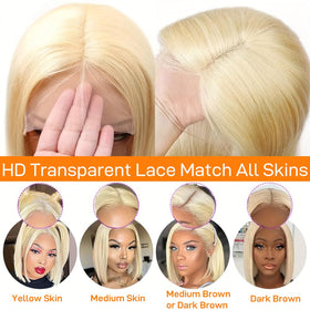SKYDO 613 Blonde Bob Wig cap construction with adjustable straps for comfortable fit.