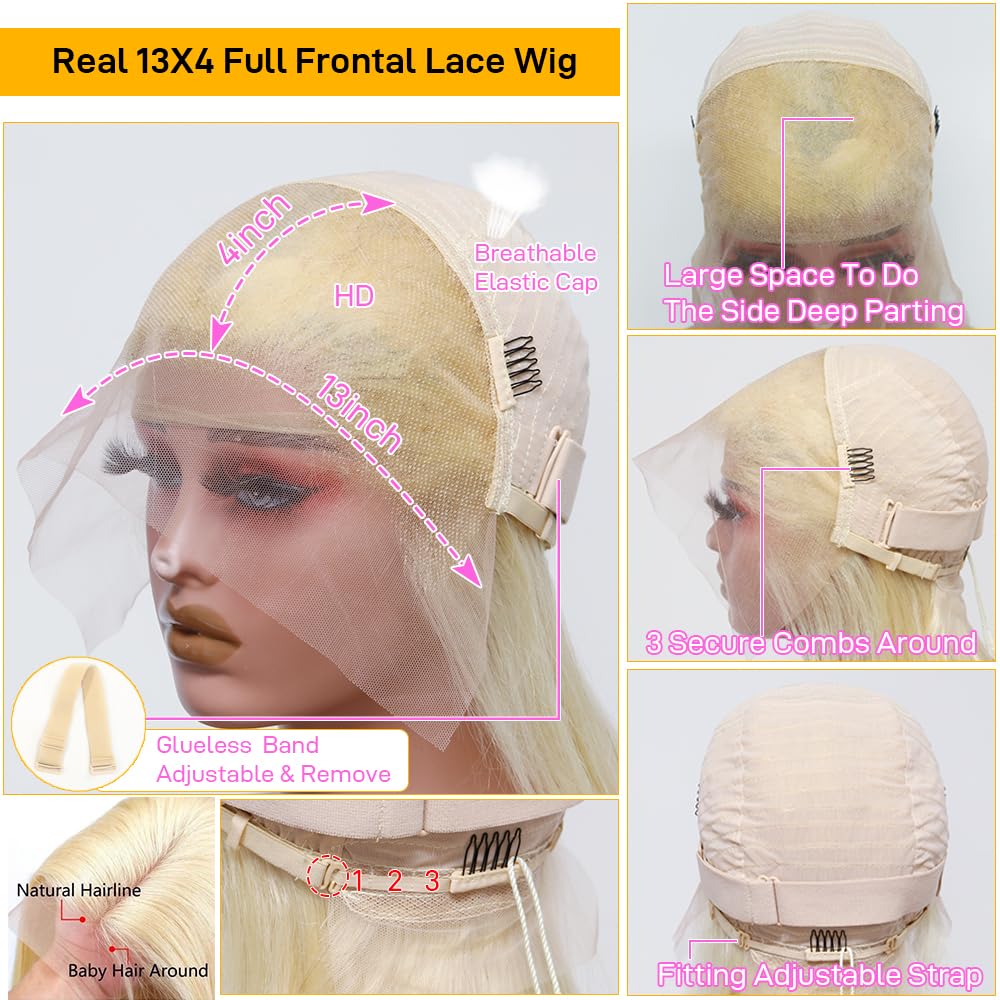 SKYDO 613 Blonde Bob Wig lace-front close-up showing 13x4 coverage.