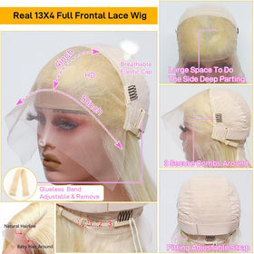 SKYDO 613 Blonde Bob Wig lace-front close-up showing 13x4 coverage.