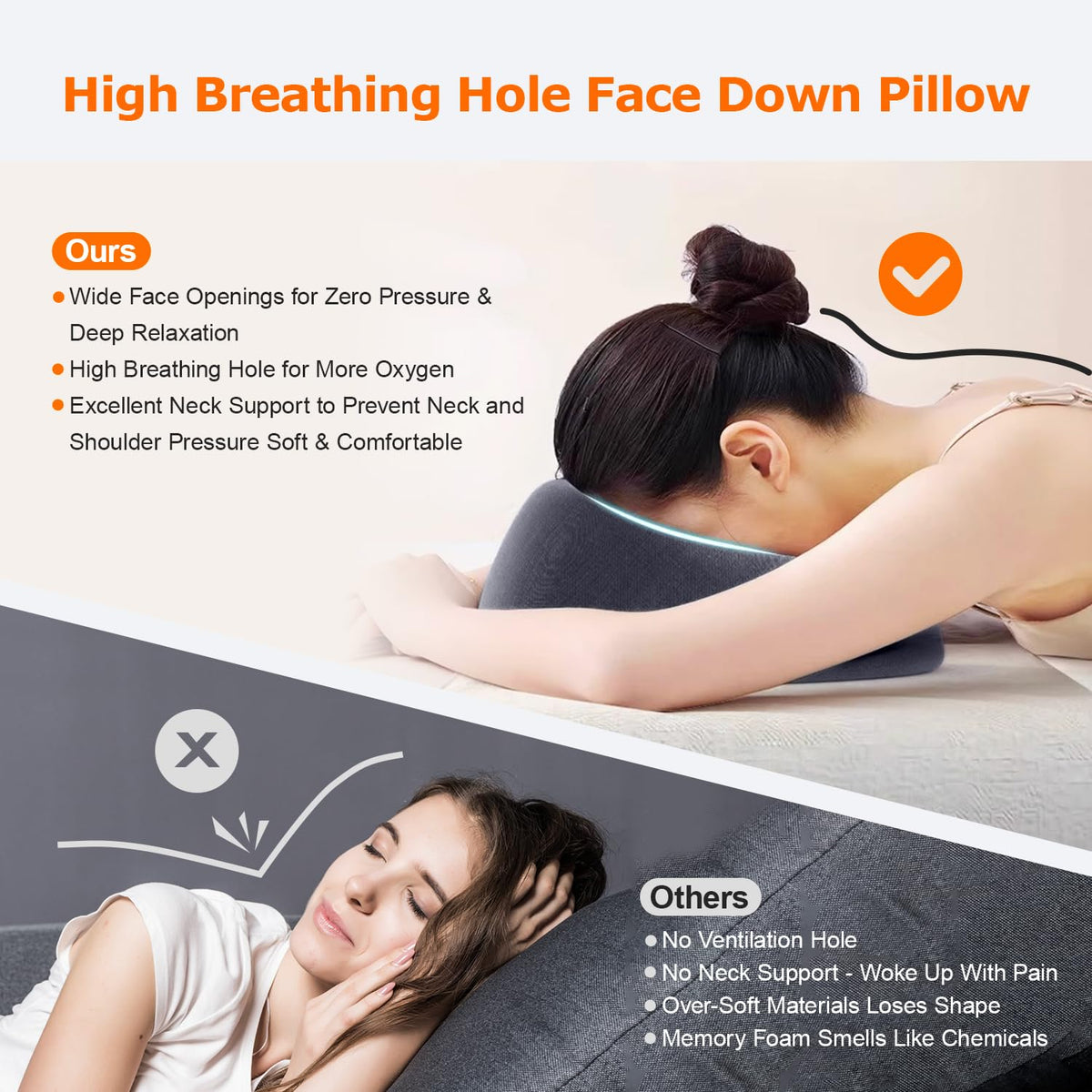 SKYIMOOO ergonomic 135° tilt aids head support during massages and spa treatments