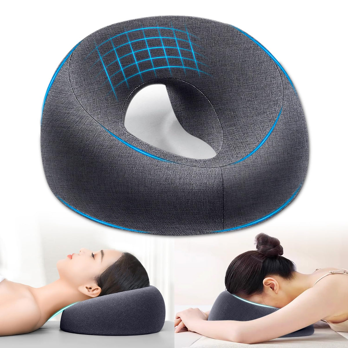 Skyimooo Face Down Pillow with hollow breathing zone for comfortable prone use.