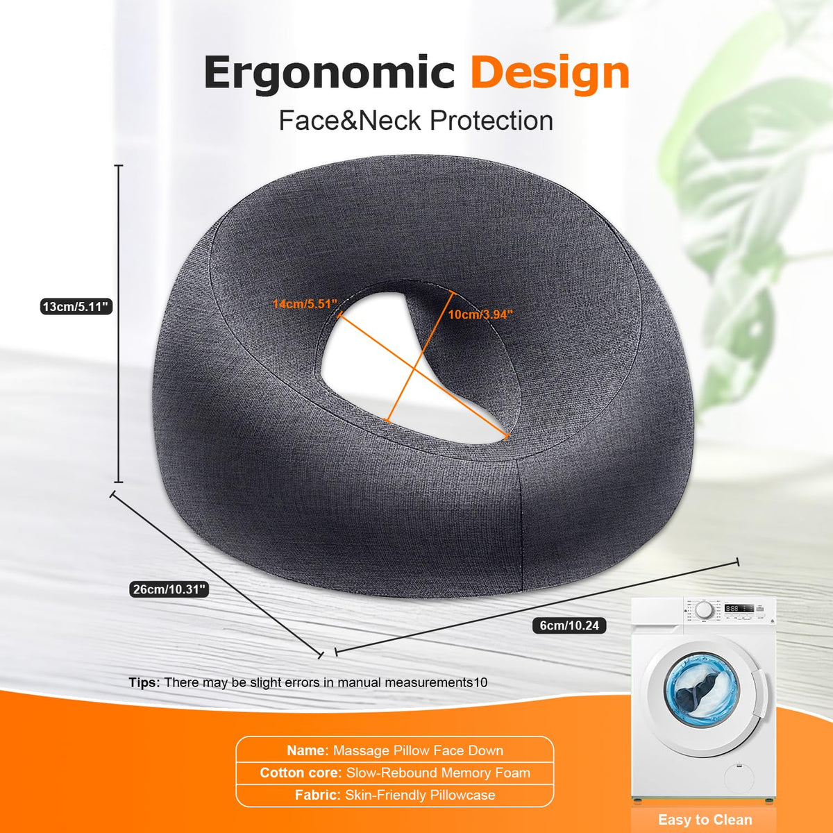 SKYIMOOO memory foam close-up showing contouring support for facial and arm comfort