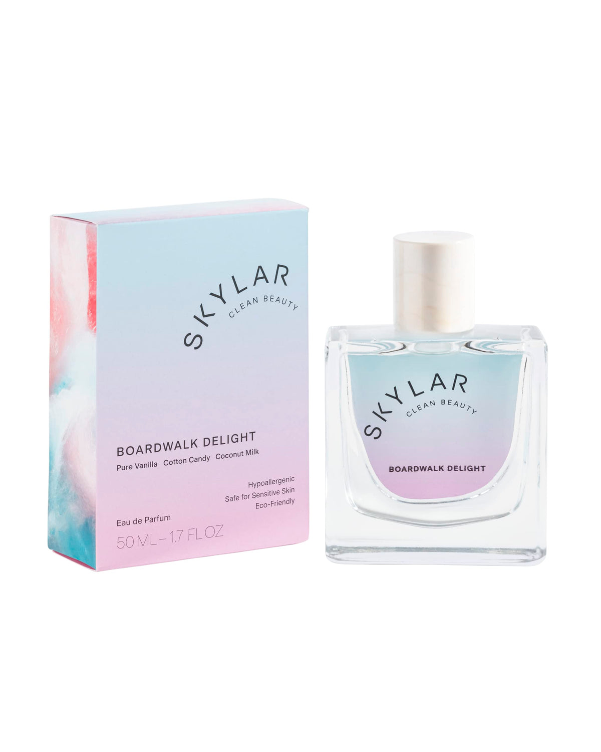 Skylar Boardwalk Delight bottle front, a fresh, clean fragrance for everyday wear.