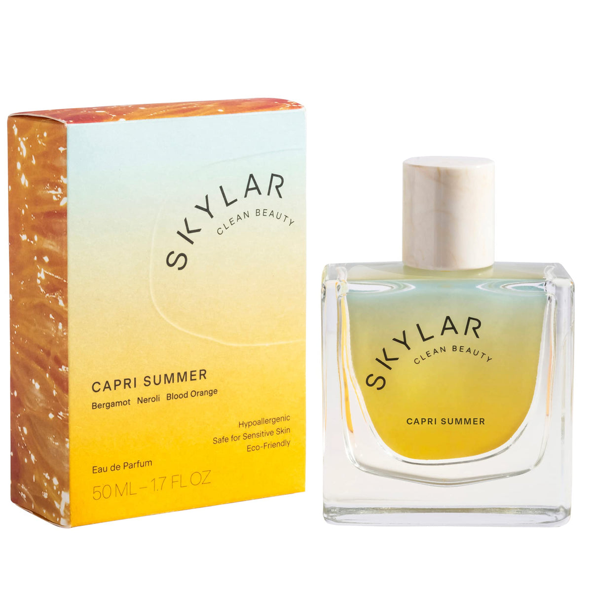 Skylar Capri Summer bottle with sunny citrus notes, ideal for daily wear.