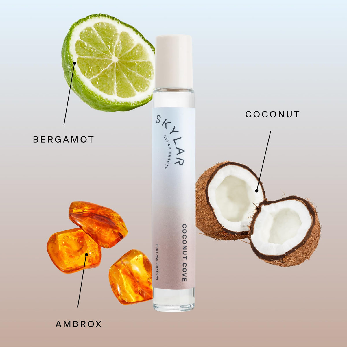 Skylar Coconut Cove packaging exterior, clean ingredients promise