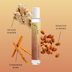 Skylar Fall Cashmere bottle closeup cap, hypoallergenic design for daily wear.