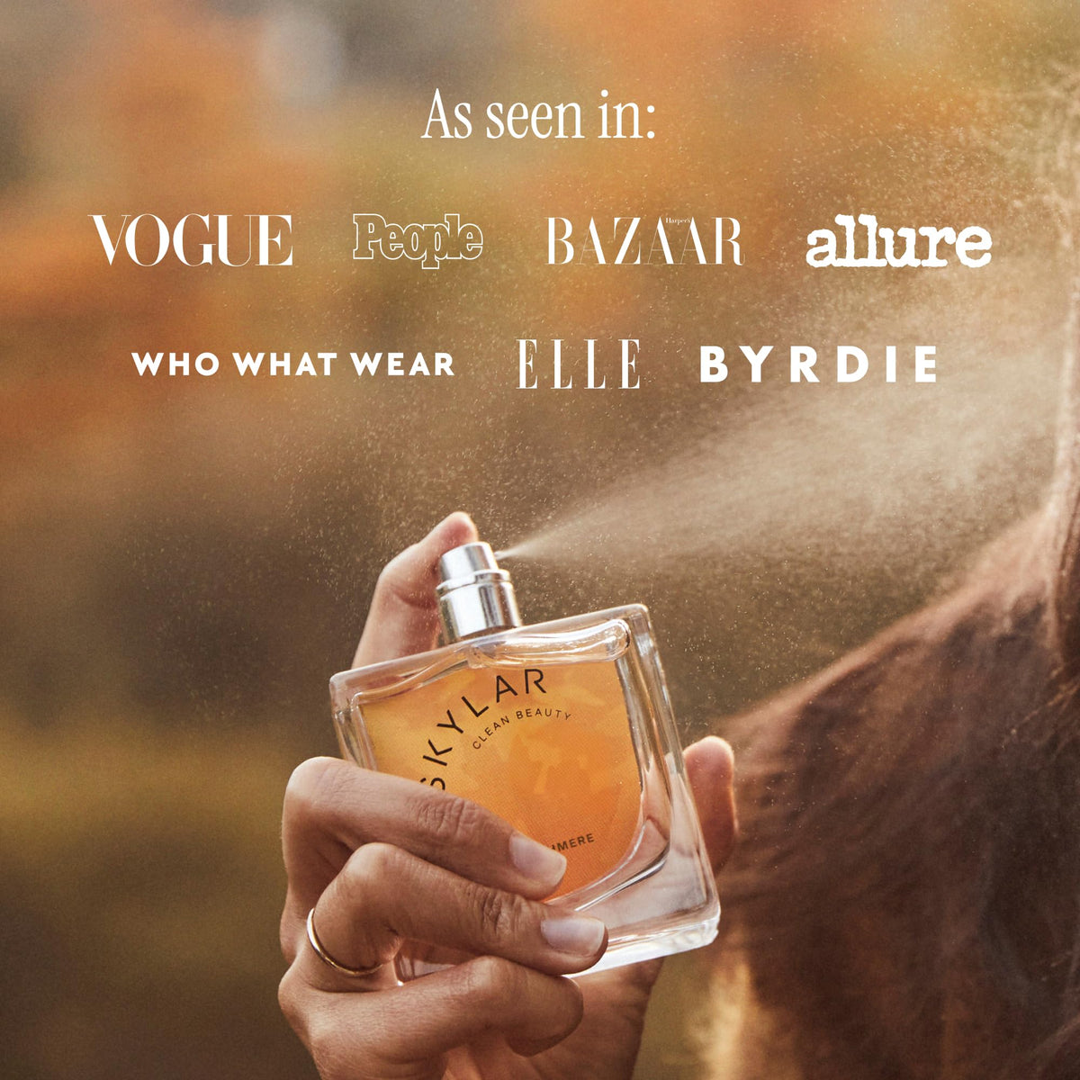 Skylar Fall Cashmere mist application hints at versatile layering options.