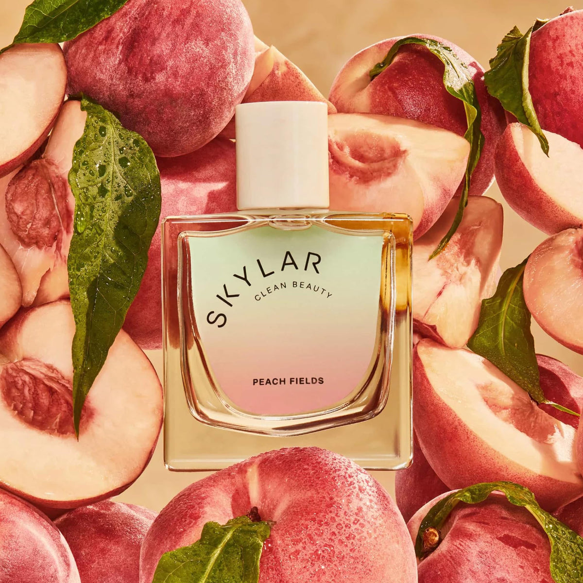 Skylar Peach Fields packaging box communicates vegan, cruelty-free quality and safety