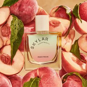 Skylar Peach Fields packaging box communicates vegan, cruelty-free quality and safety