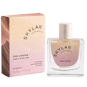 Skylar Pink Canyon bottle close-up, sleek design for daily wear