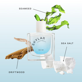 Skylar Salt Air bottle side view, simple design ideal for travel.