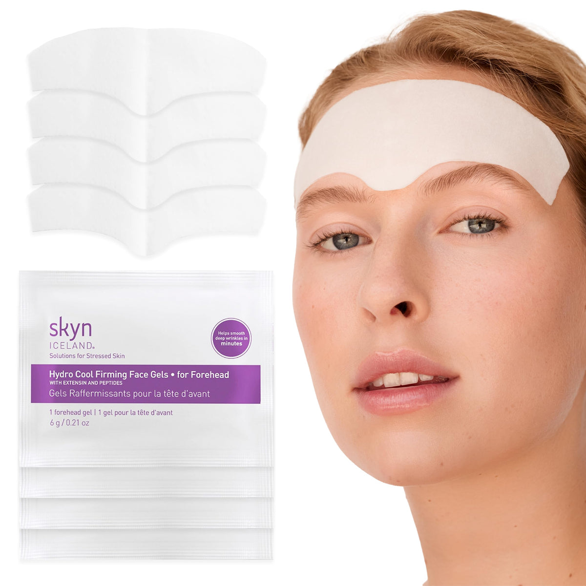 Skyn ICELAND Hydro Cool Forehead Patch for instant smoothing and cooling relief.