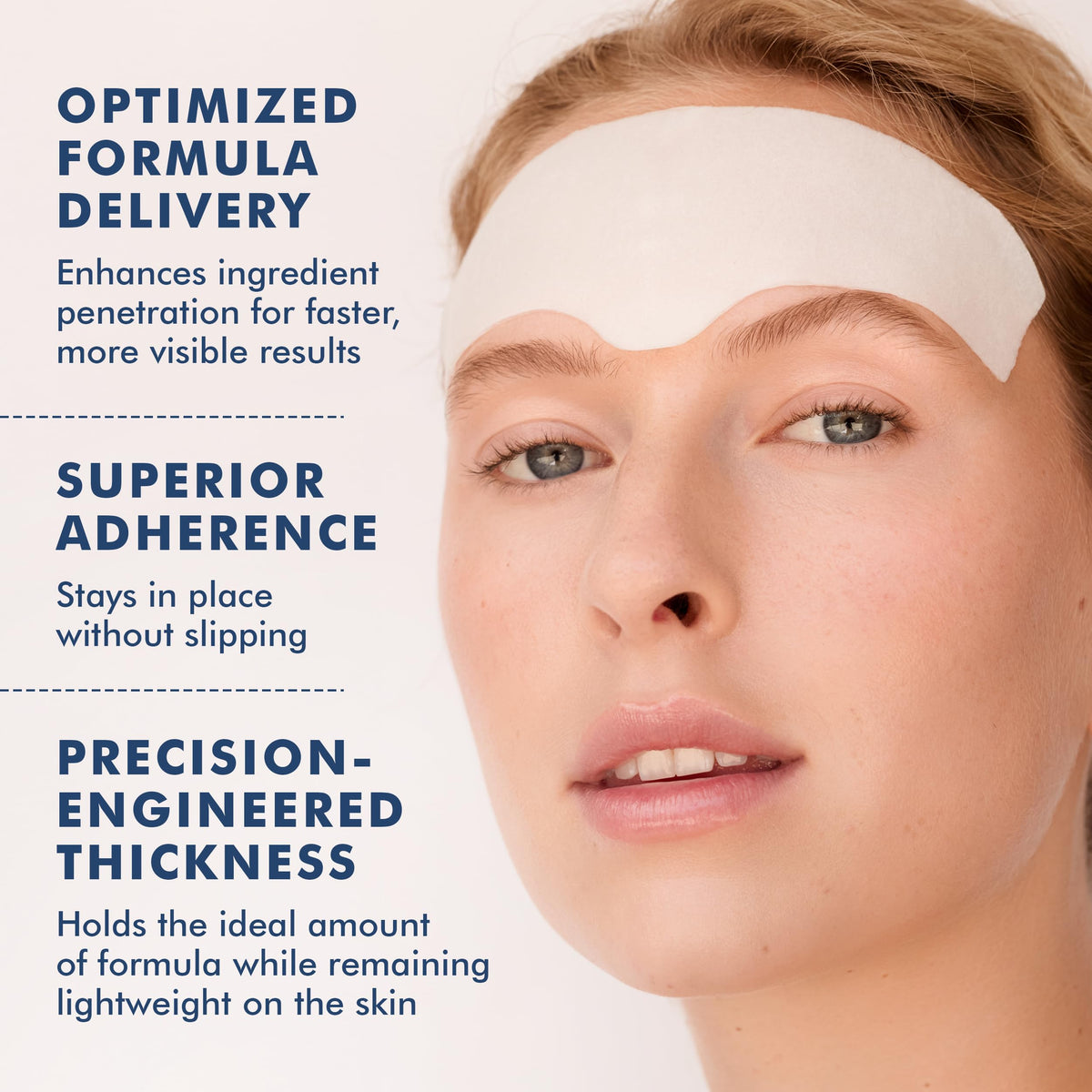 Skyn ICELAND cooling technology with glacial water calms the forehead skin.
