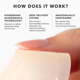 Close-up of microneedles dissolving on skin for topical delivery
