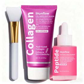SKYNFLOW collagen mask packaging showing premium hydration and glow