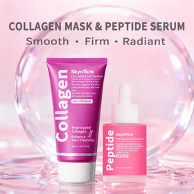 SKYNFLOW peptides serum bottle close up emphasizing firming glow