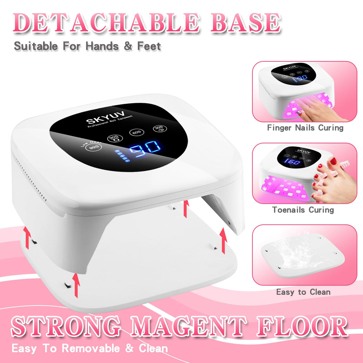 SKYUV LED touch screen nail lamp with easy curing control.
