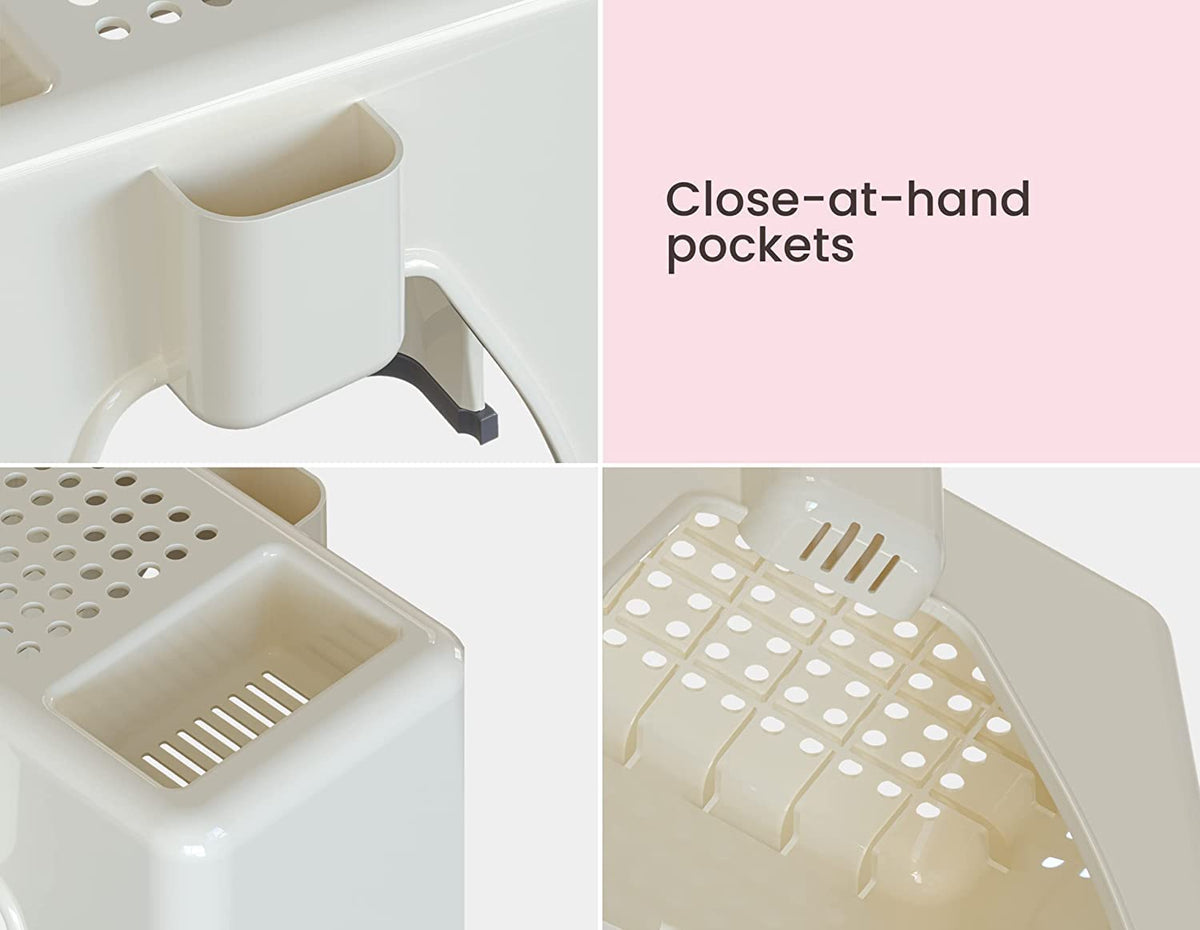Non-slip feet ensure secure footing on smooth shower surfaces