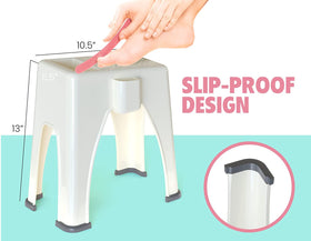 Skywin beige shower foot rest provides stable support for shaving legs