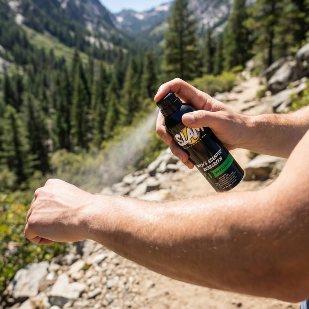 Slam Men’s Sunscreen fragrance notes with sandalwood bergamot.