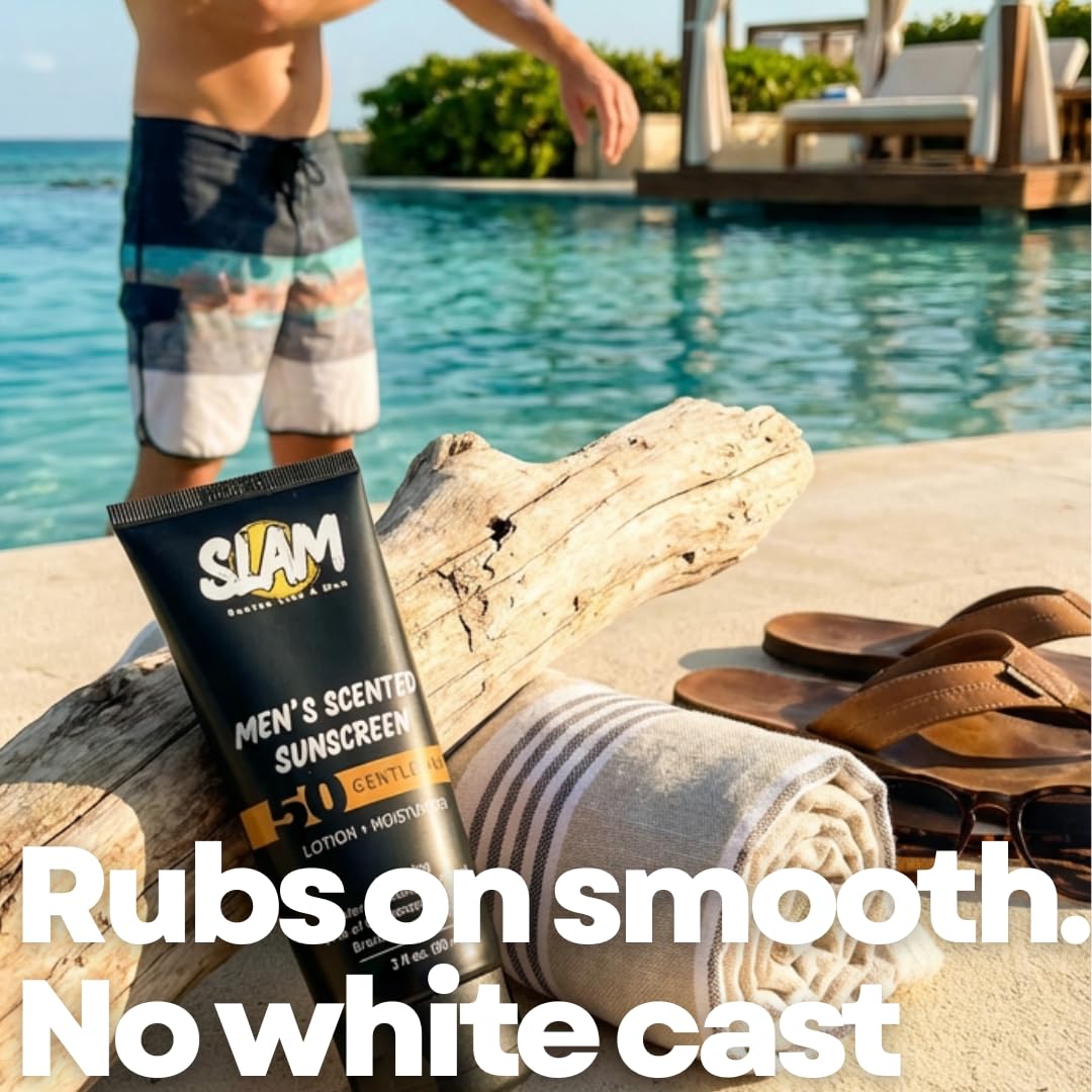 SLAM Sunscreen texture absorbed quickly for daily wear.