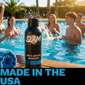 Slam Men’s Sunscreen in outdoor beach scene showing protection.