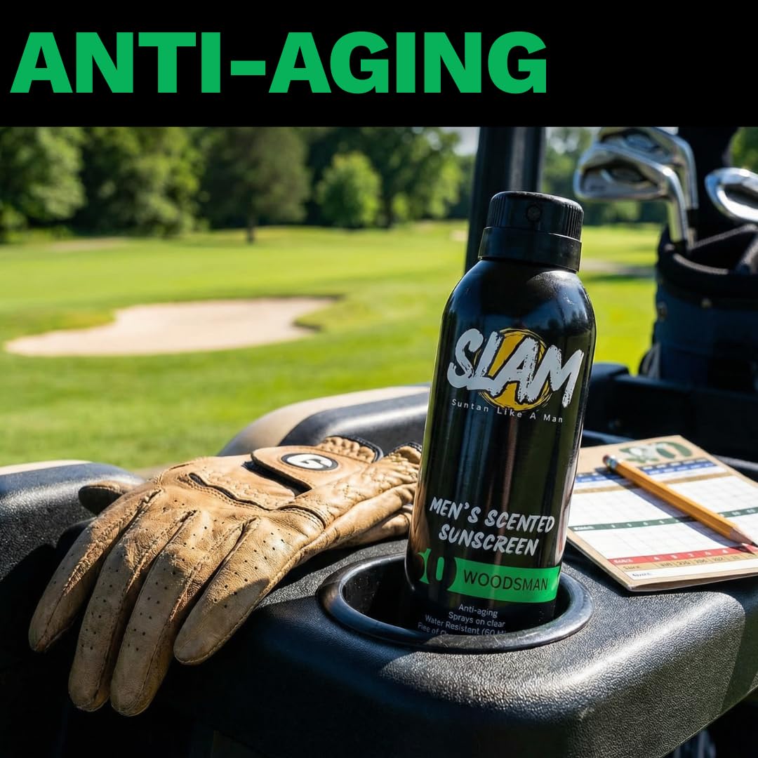 Slam Men’s Sunscreen applied to face with dry, weightless feel.