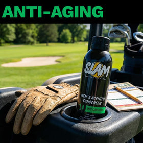 Slam Men’s Sunscreen applied to face with dry, weightless feel.